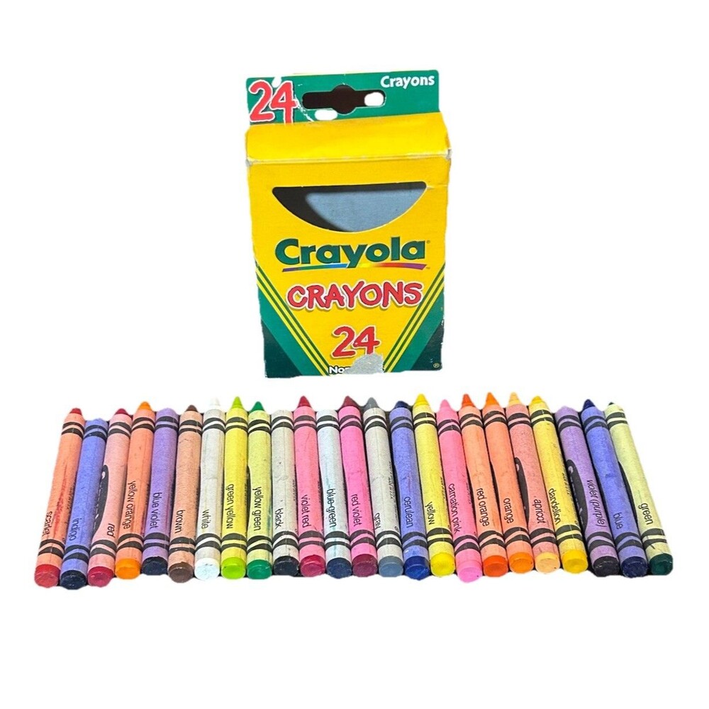 Vtg 1999 Crayola 24 Pack Crayons Binney & Smith Complete W/ Box USA Dandelion